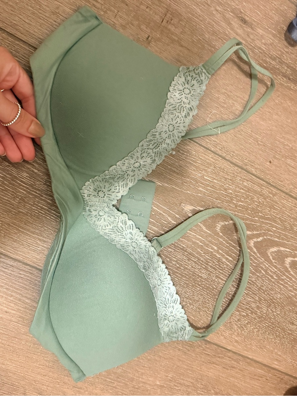 Aerie Seamless Lace Trim Wireless Bra - Sage Green